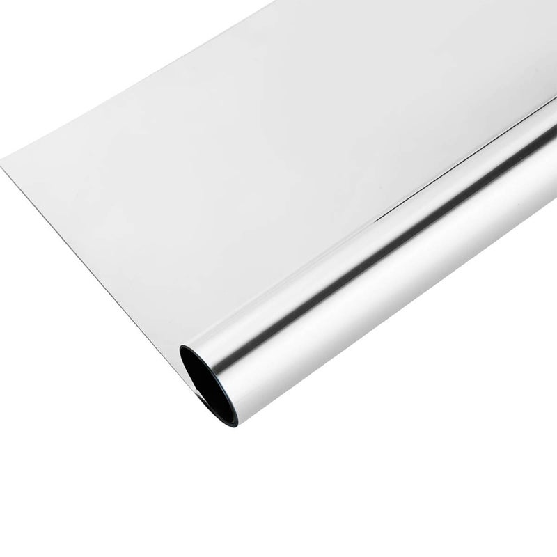 Kinsolar Privacy Window Film One Way Mirror Adhesive Reflective Window Tint Anti UV Heat Control Glass Film for Home and Office Daytime Privacy Protection 17.7Inch x 10Feet, Silver&Silver - Image 2